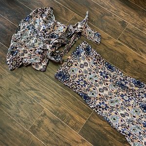 Two piece set maxi skirt and crop top